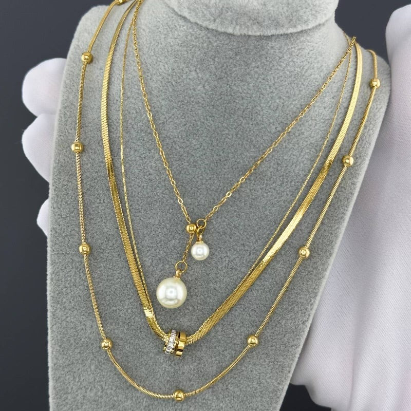 gold stud layering necklace
