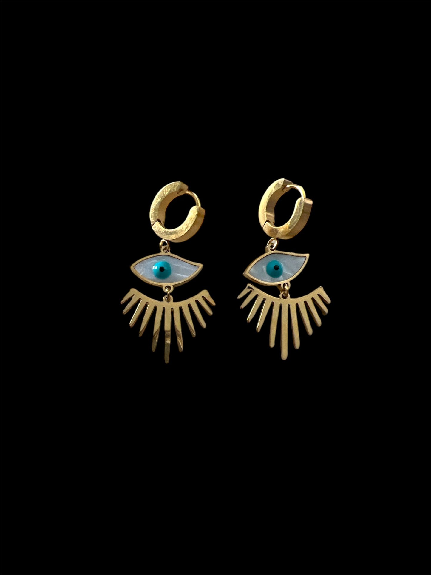 Evil eye eyelash earrings