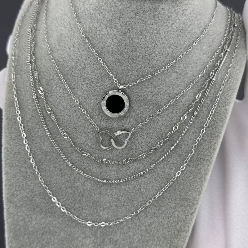 Stainless steel layered 18k white gold plated