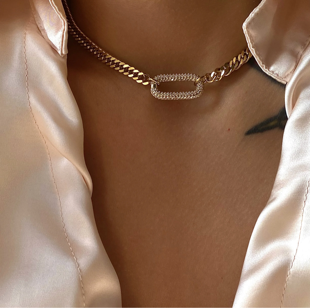 18k gold plated water bamboo choker
