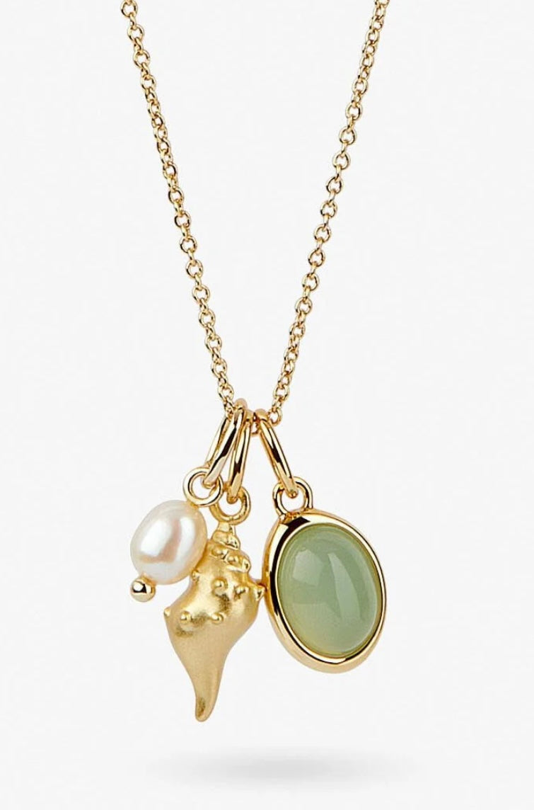 Conch and shell pendant necklace