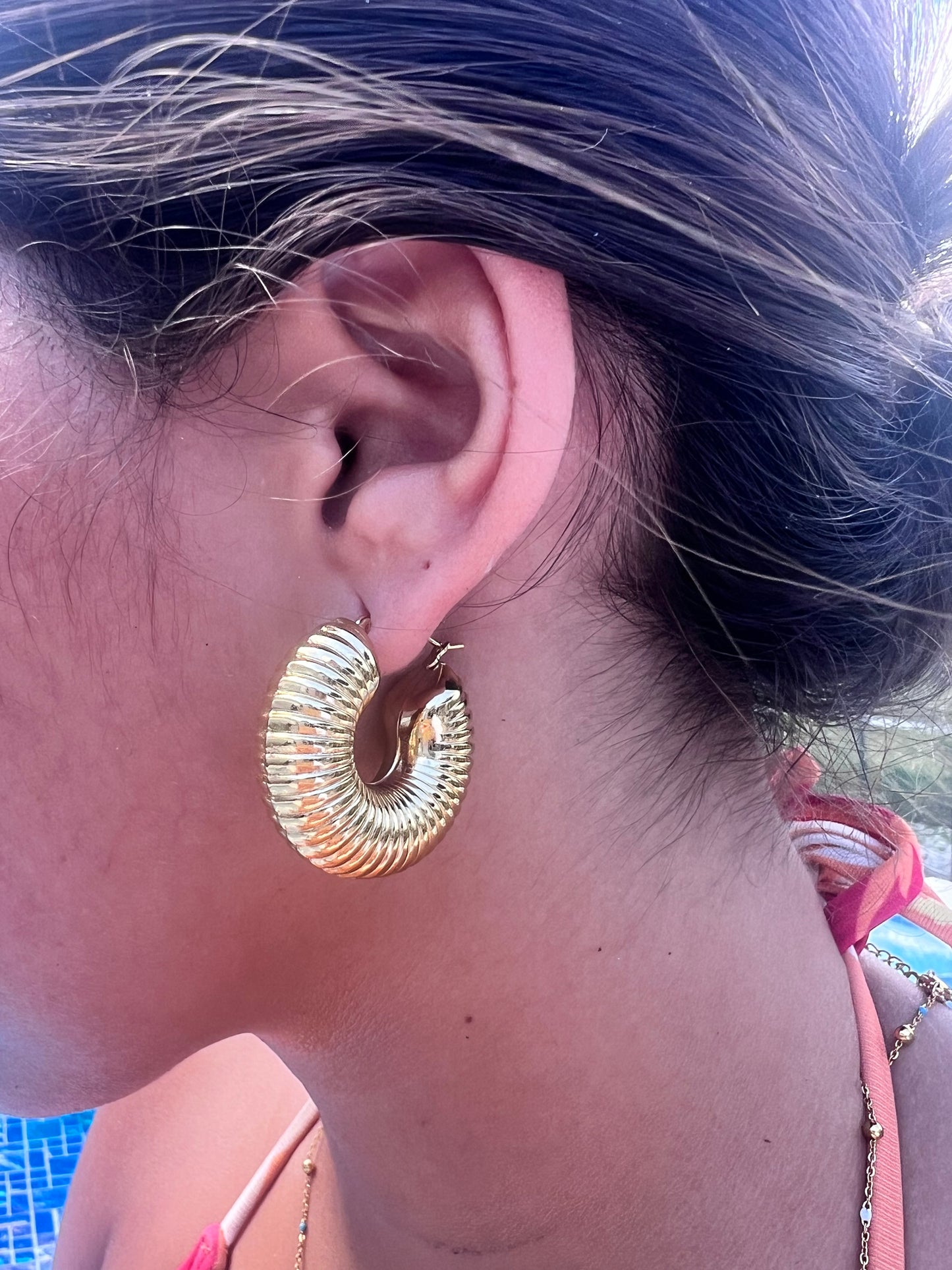 Chunky spiralled hoop statement earrings