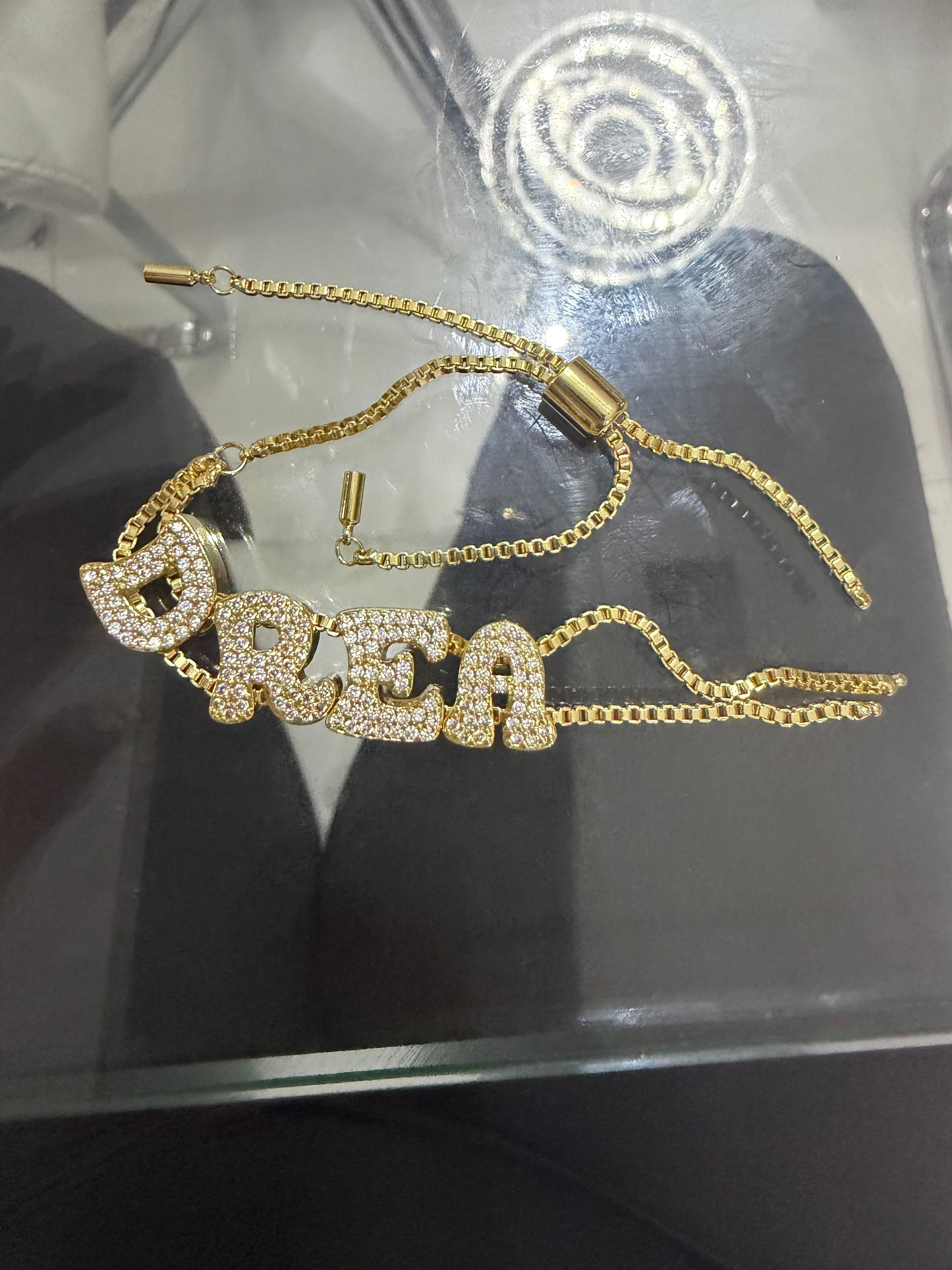 Bubble letter name bracelet