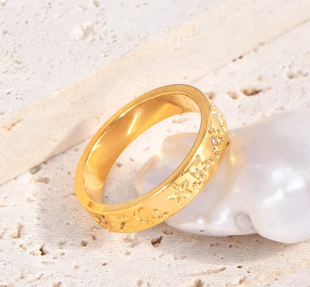 Moon and stars ring