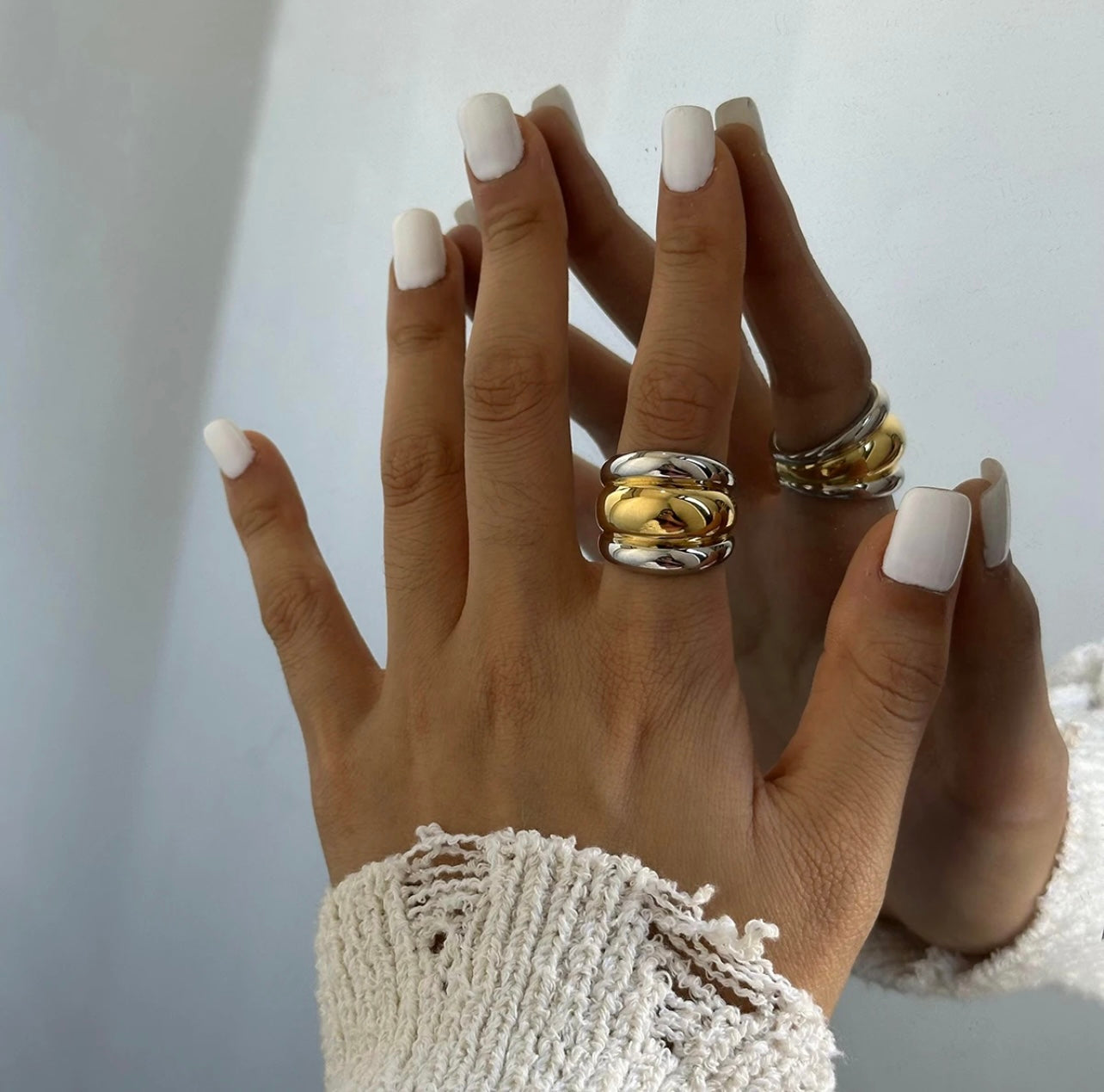 Best of both worlds two-tone statement ring