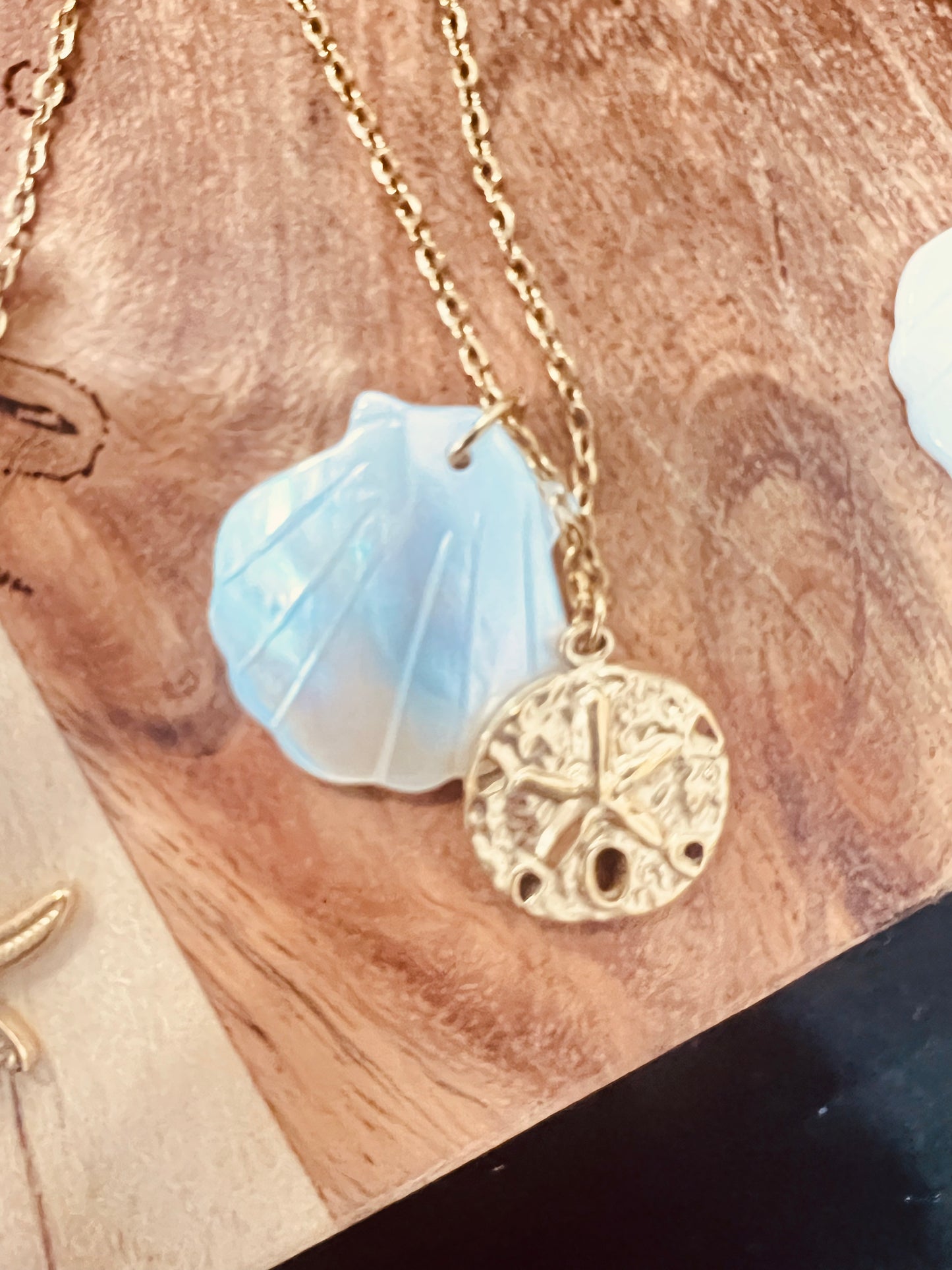 Seashell Mother of pearl sand dollar Necklace