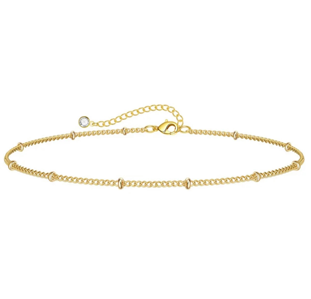 Dainty stackable ball and chain anklet