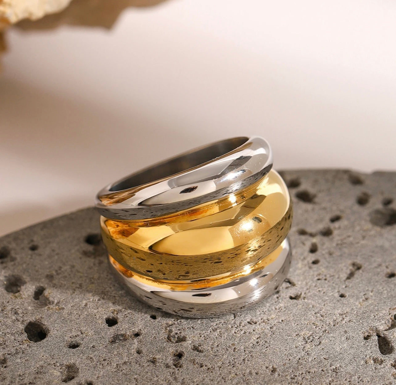 Best of both worlds two-tone statement ring