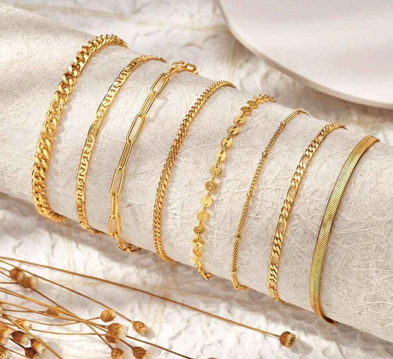 Stackable anklet open Cuban link