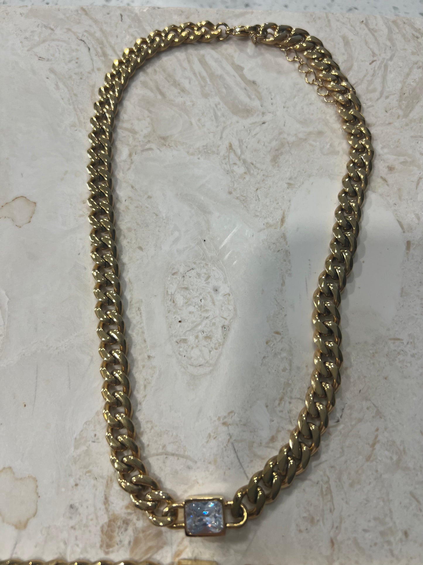 Cuban link “she thick” zircon stone necklace