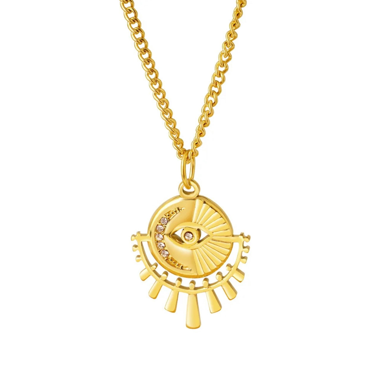 Evil eye cubic zarcon pendant necklace