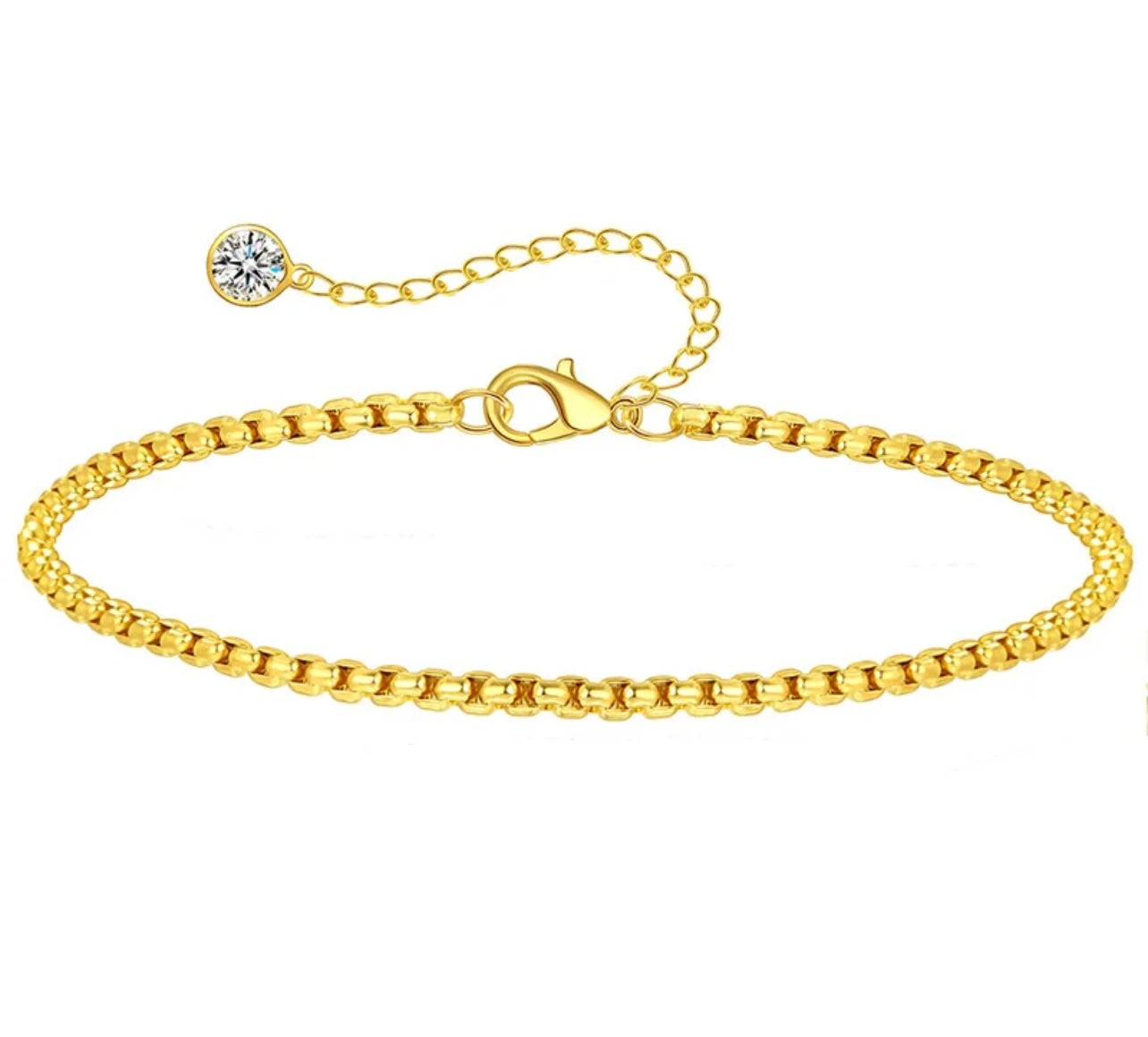 Dainty and just right box chain stackable anklet