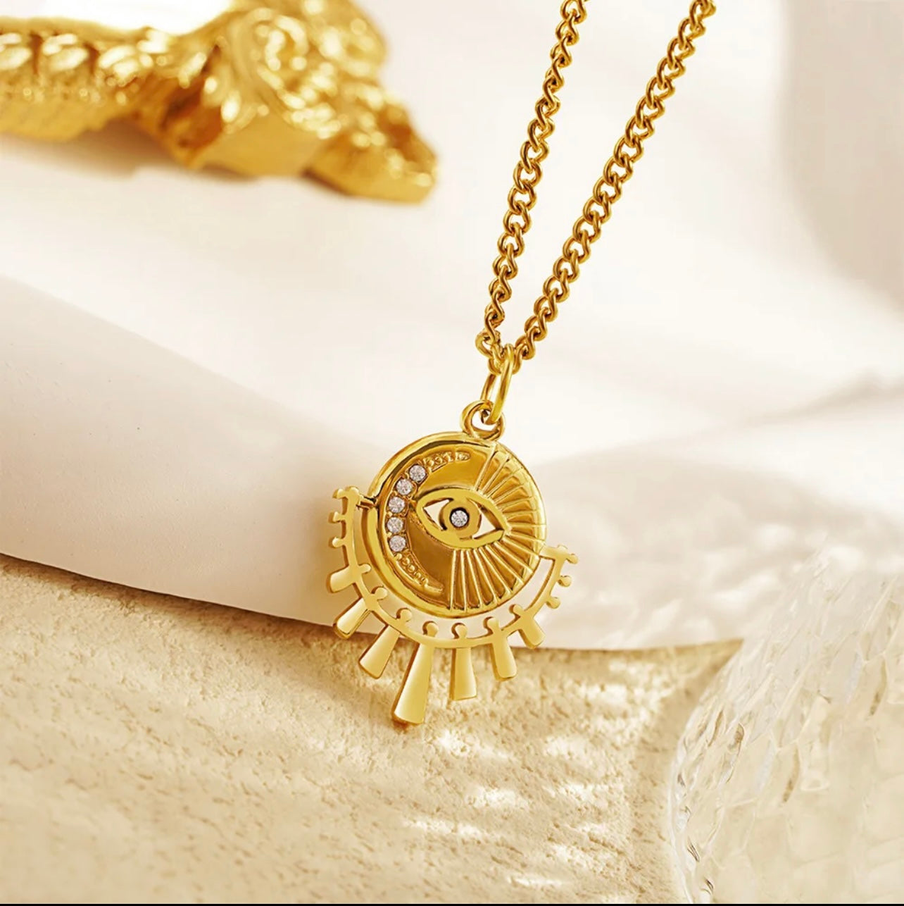 Evil eye cubic zarcon pendant necklace
