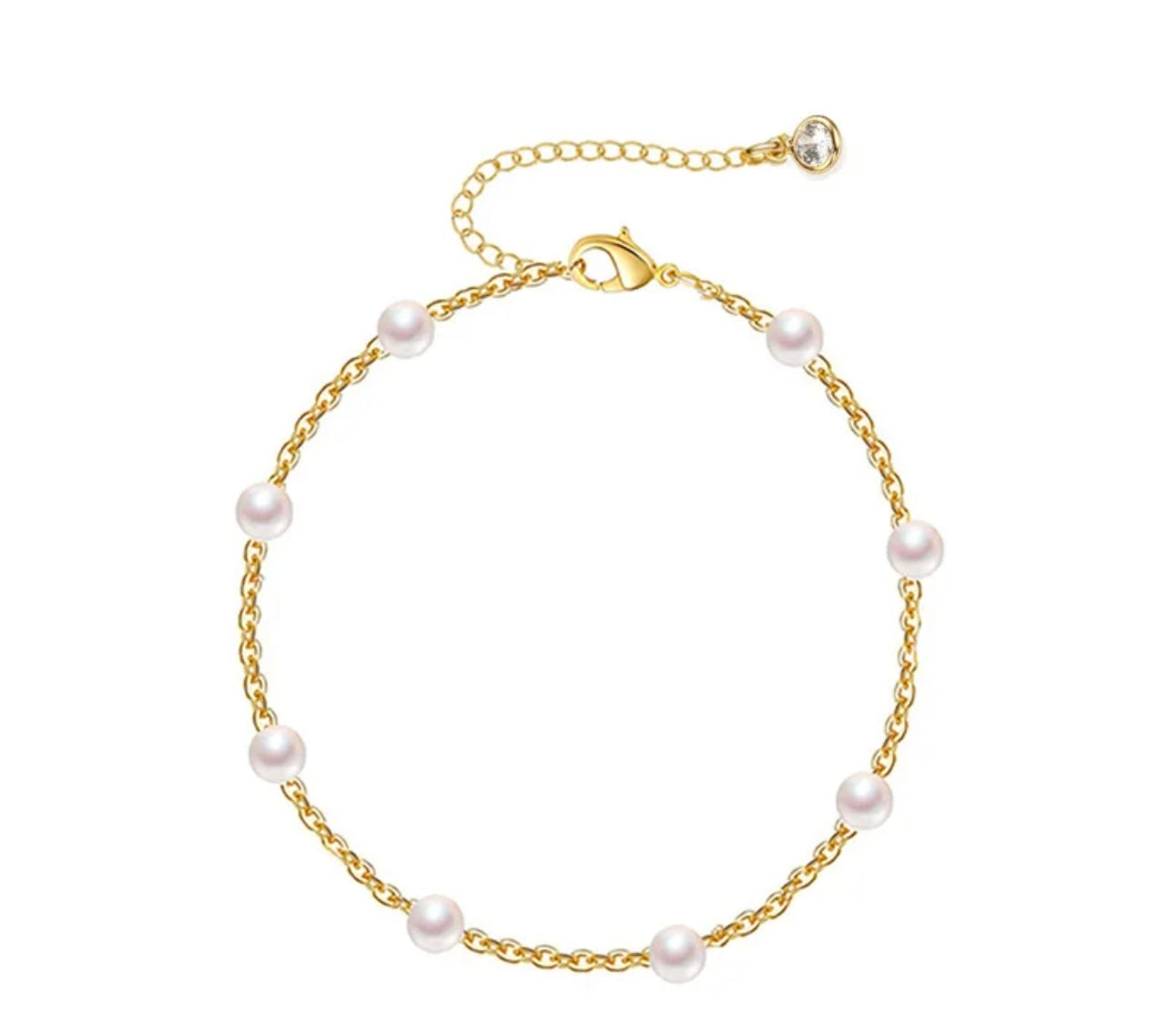 Dainty pearl stackable anklet