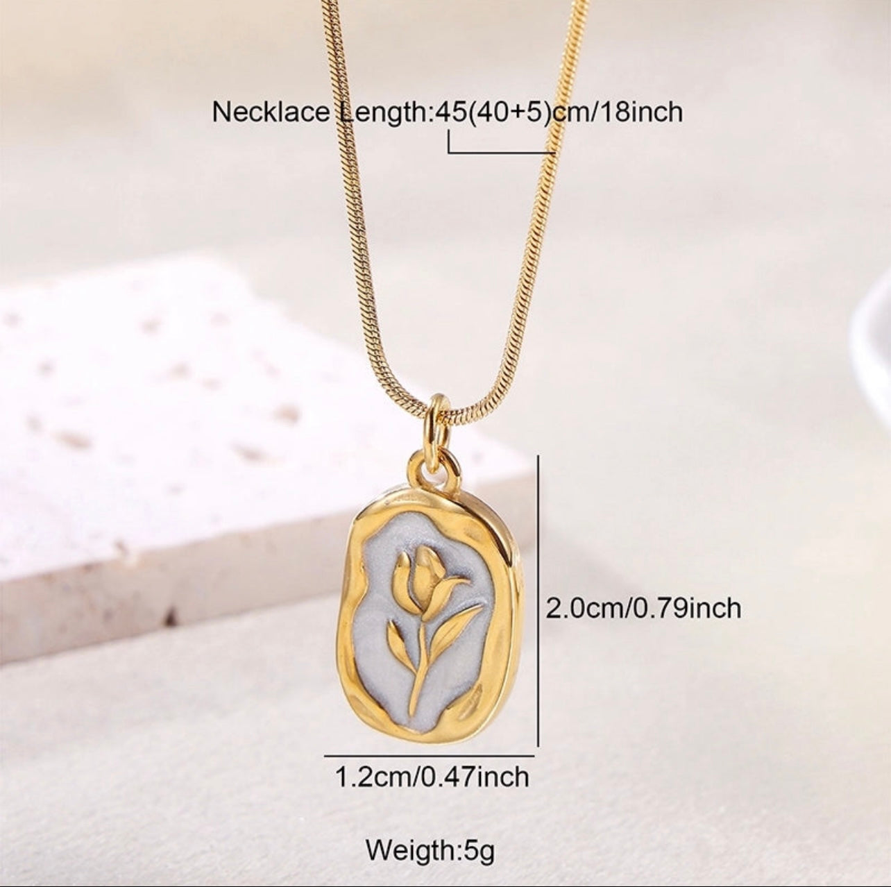 Golden rose pendant necklace