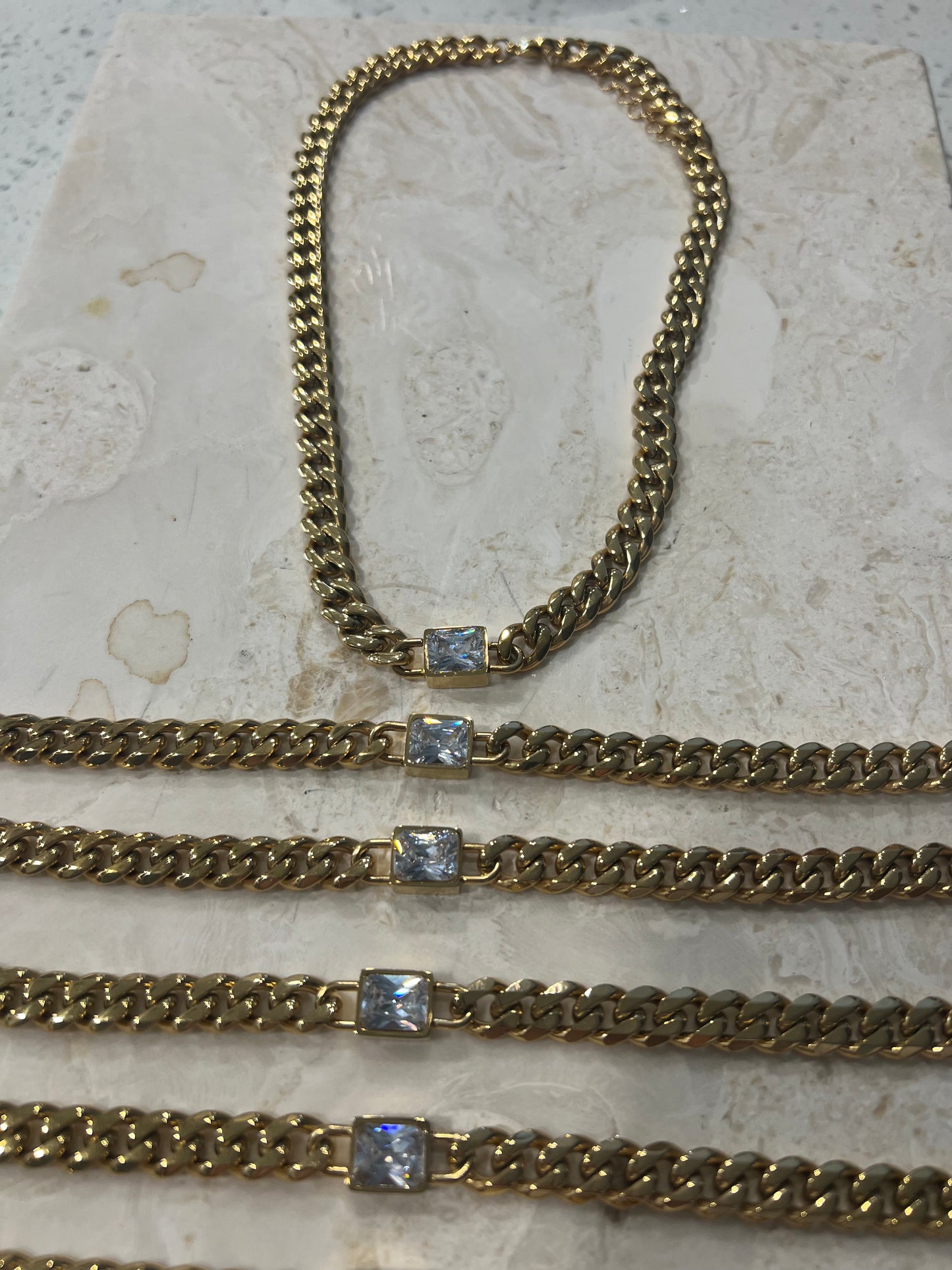Cuban link “she thick” zircon stone necklace
