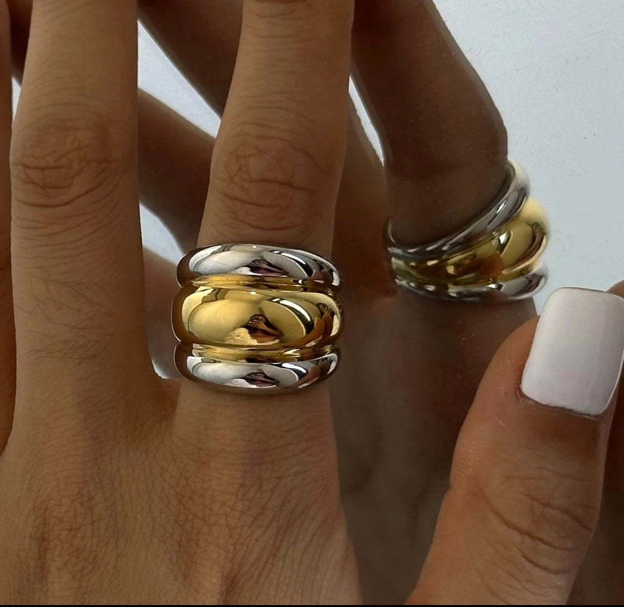 Best of both worlds two-tone statement ring