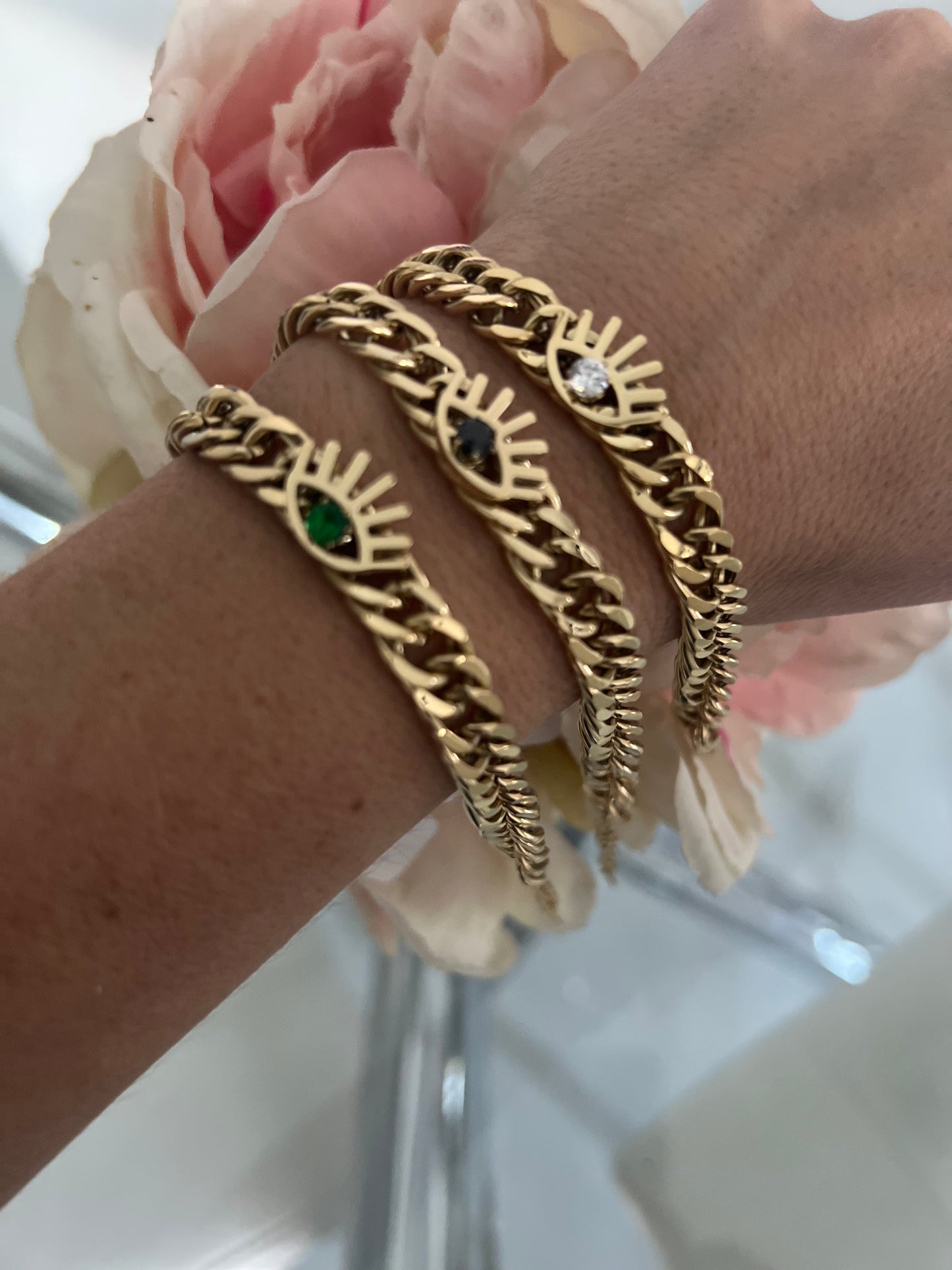 Evil eye Cuban link bracelet