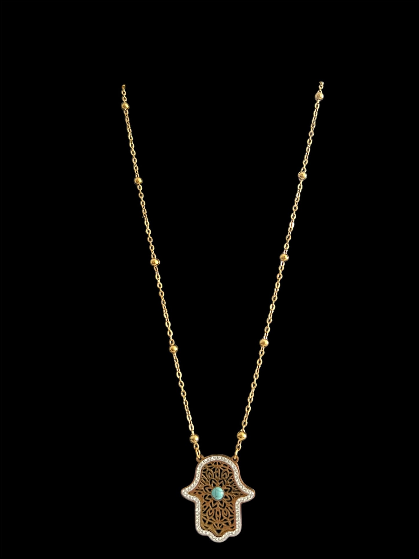 Hamsa large statement necklace and matching stud earrings