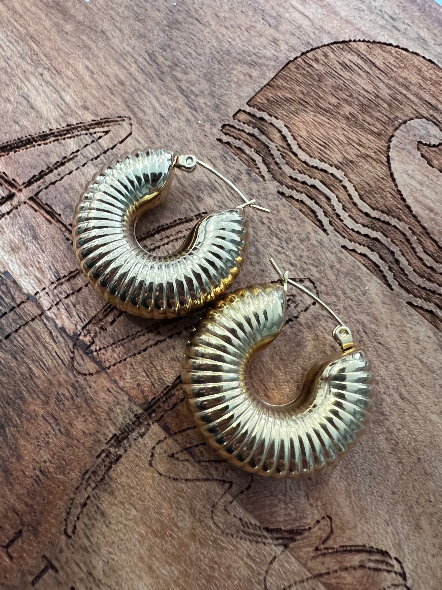 Chunky spiralled hoop statement earrings