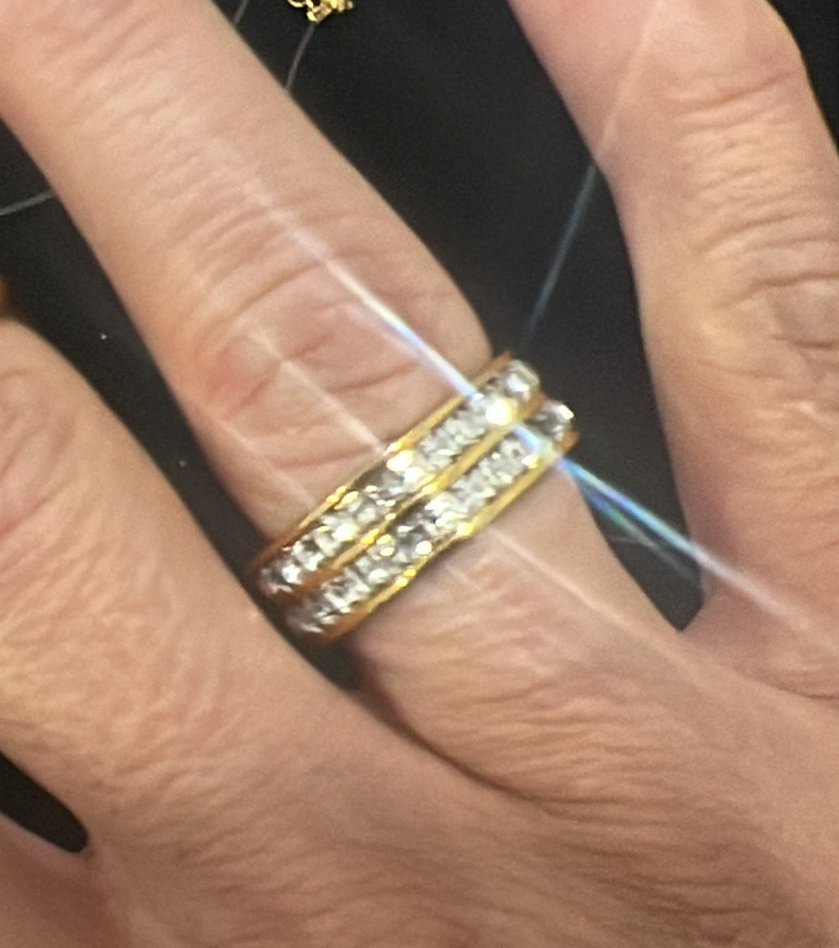 Gold double zircon banded ring