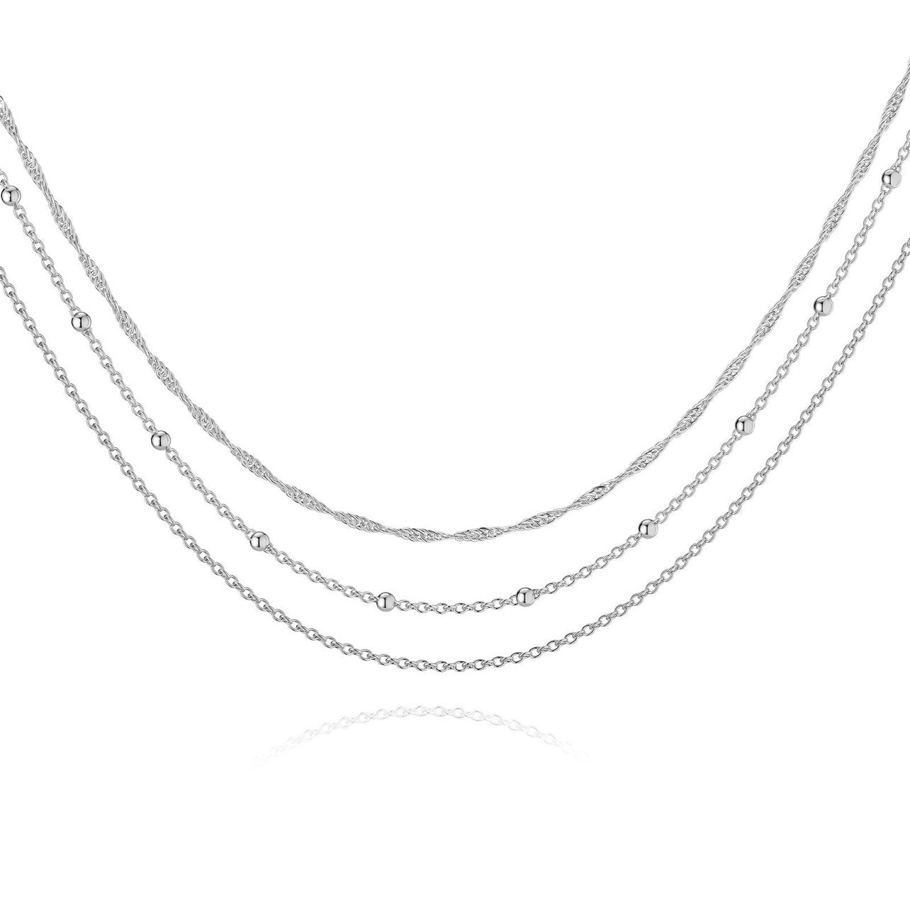 Stainless steel layered 18k white gold plated