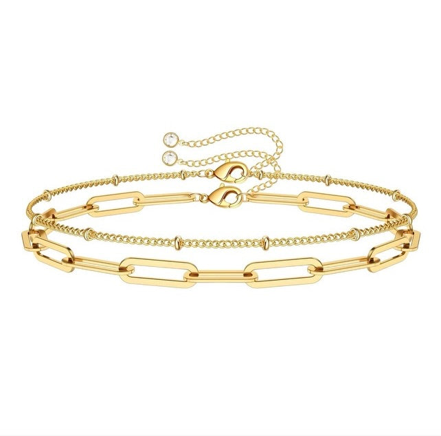 Paperclip double layered bracelet
