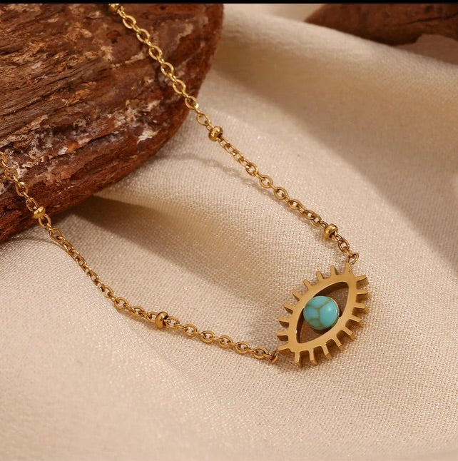 Turquoise Evil Eye Pendant Necklace