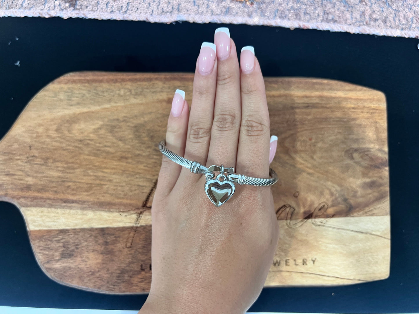 Heart Charm Bangle
