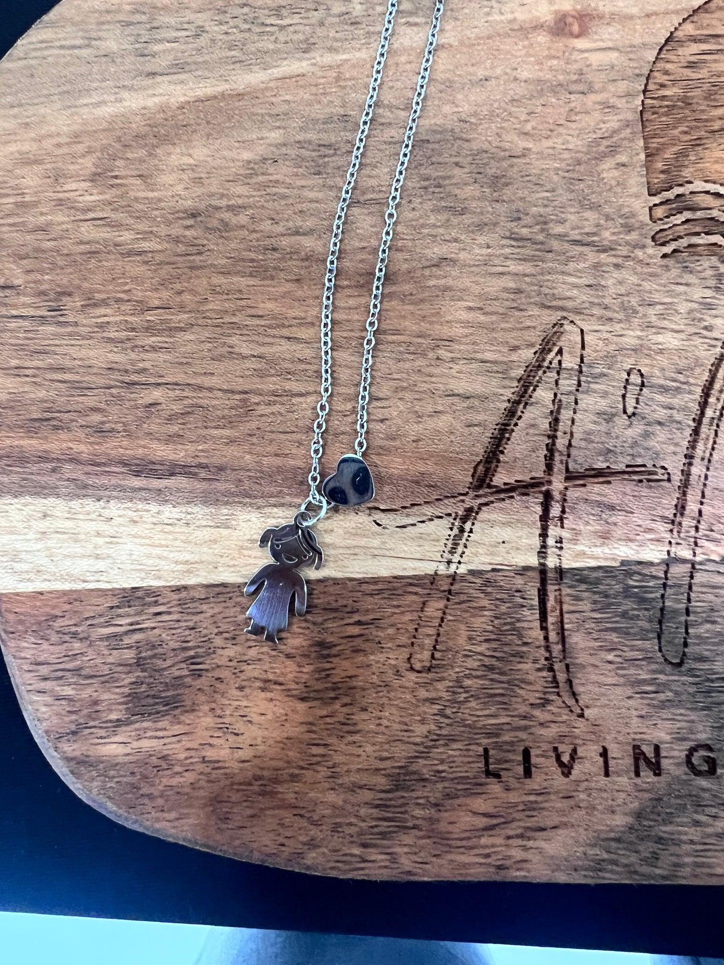 Family & heart charm necklace
