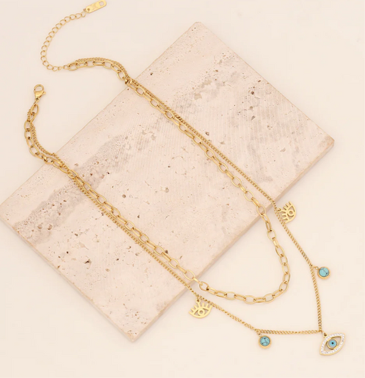 Evil eyes double chain