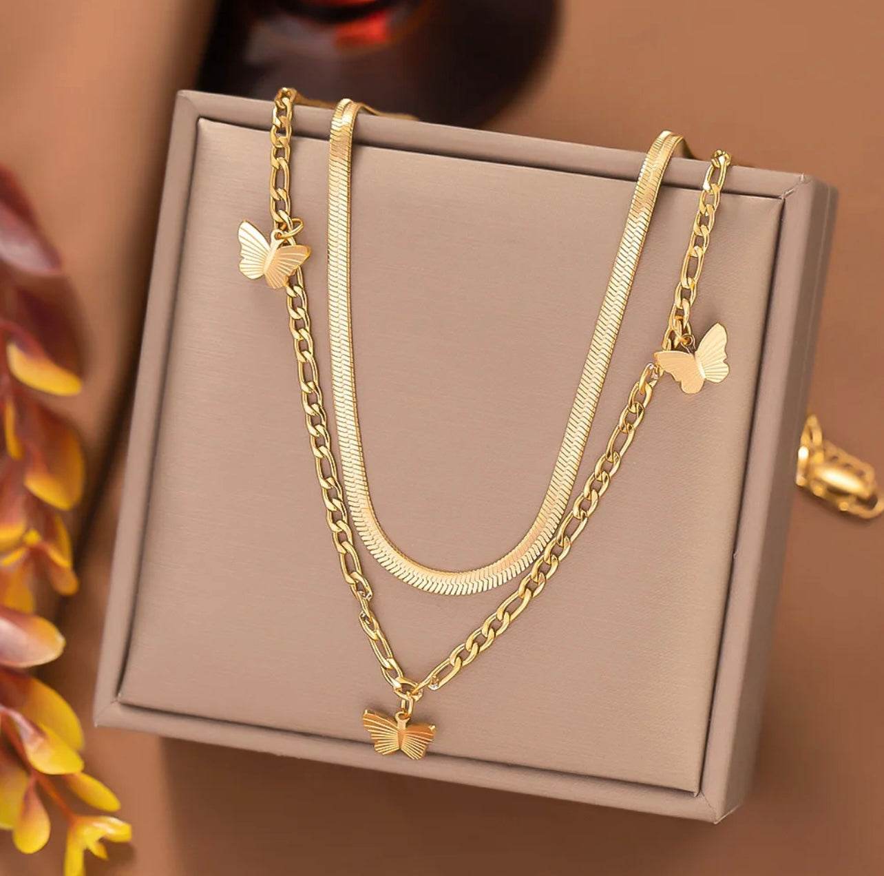 Butterflies double layered necklace