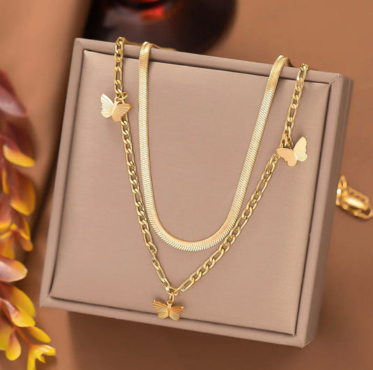 Butterflies double layered necklace