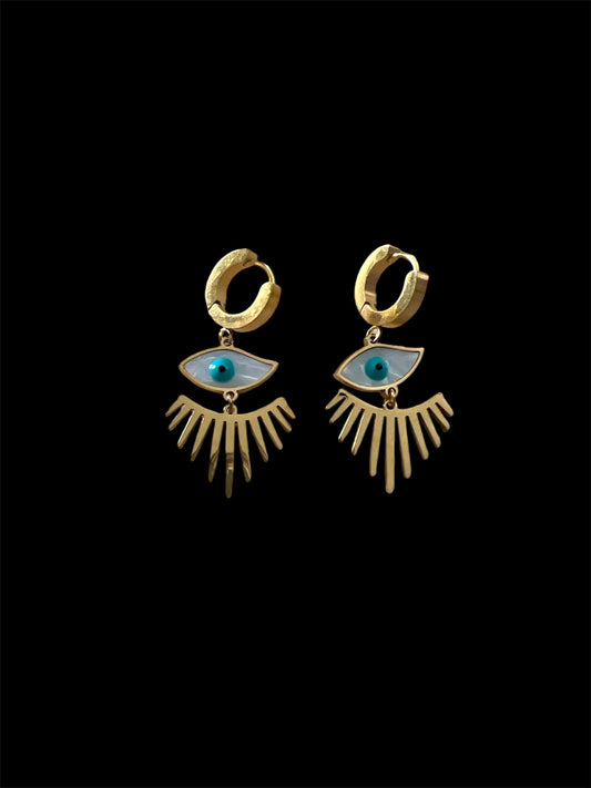 Evil eye eyelash earrings