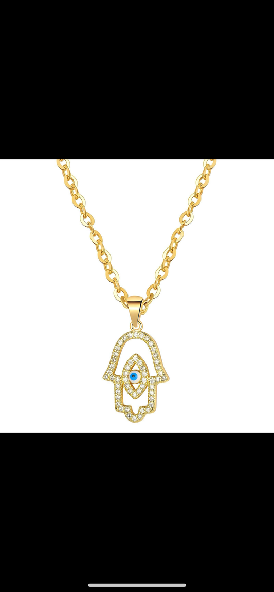 Hamsa evil eye necklace