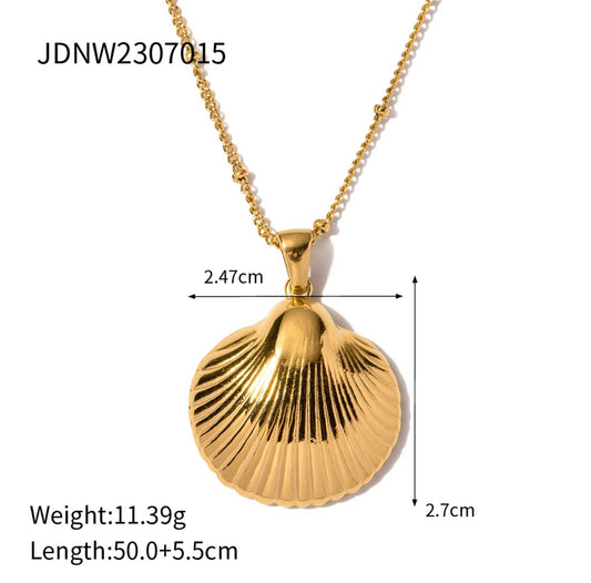 Scallop ball and chain necklace