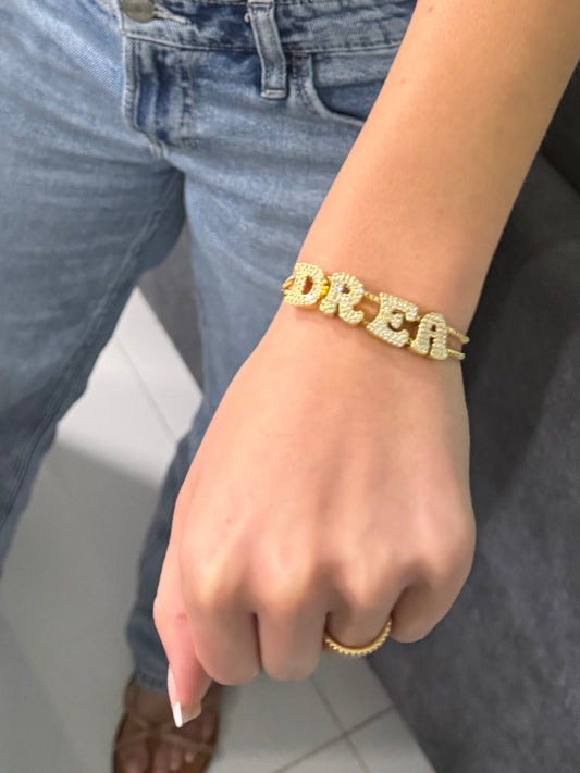 Bubble letter name bracelet