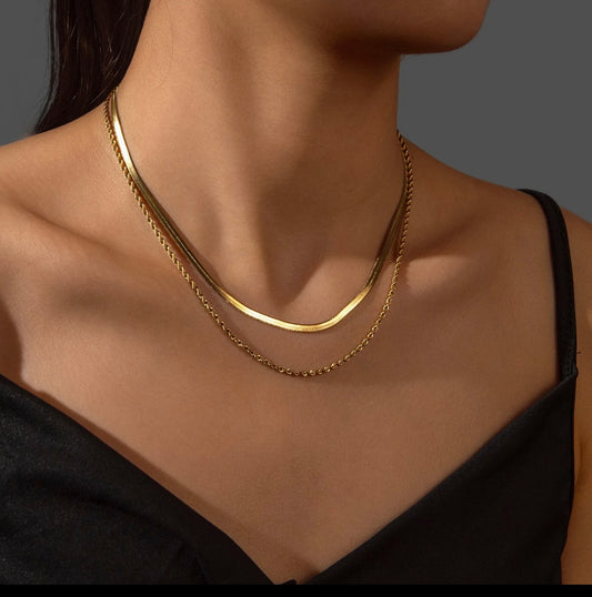 Double layer snake link with rope chain