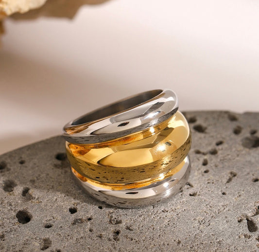 Best of both worlds two-tone statement ring