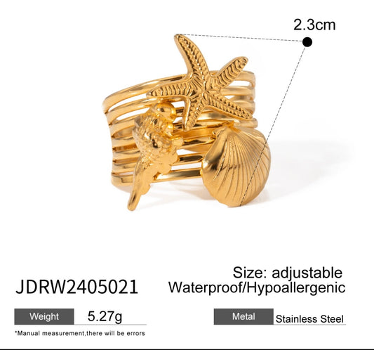 Sea stars And scallop ring