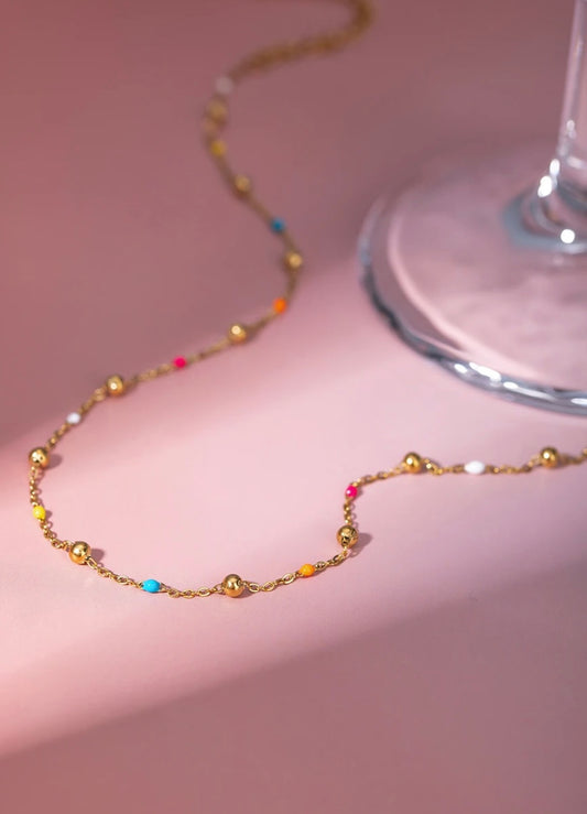Colorful enamel bead minimalist chocker