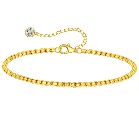 Dainty and just right box chain stackable anklet
