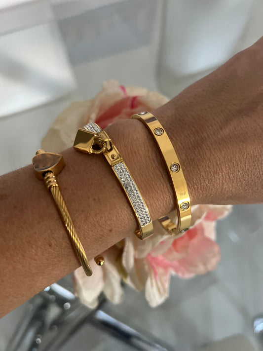 High quality gold with diamonds bangle bracelet