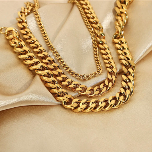 Triple Cuban link anklet