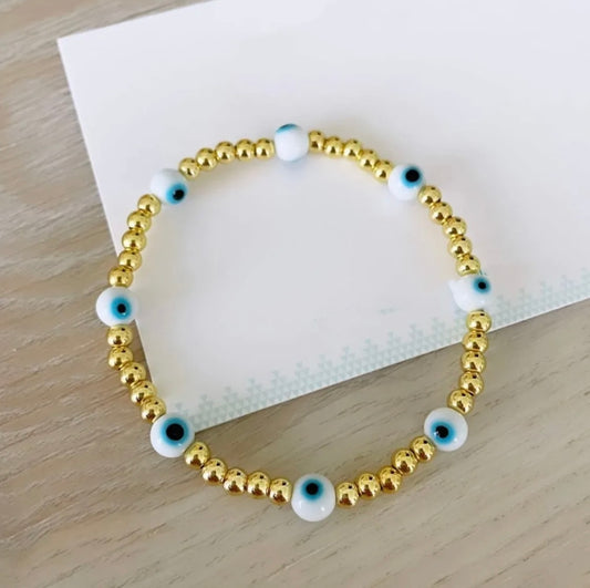 Beaded Greek evil eye waterproof bracelet set of 3