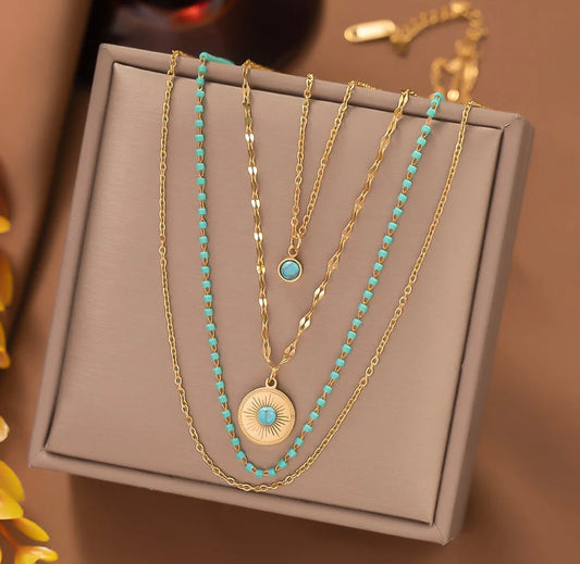 4 layered turquoise necklace