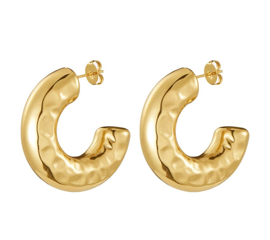 Statement Large c hoop cratered earrings