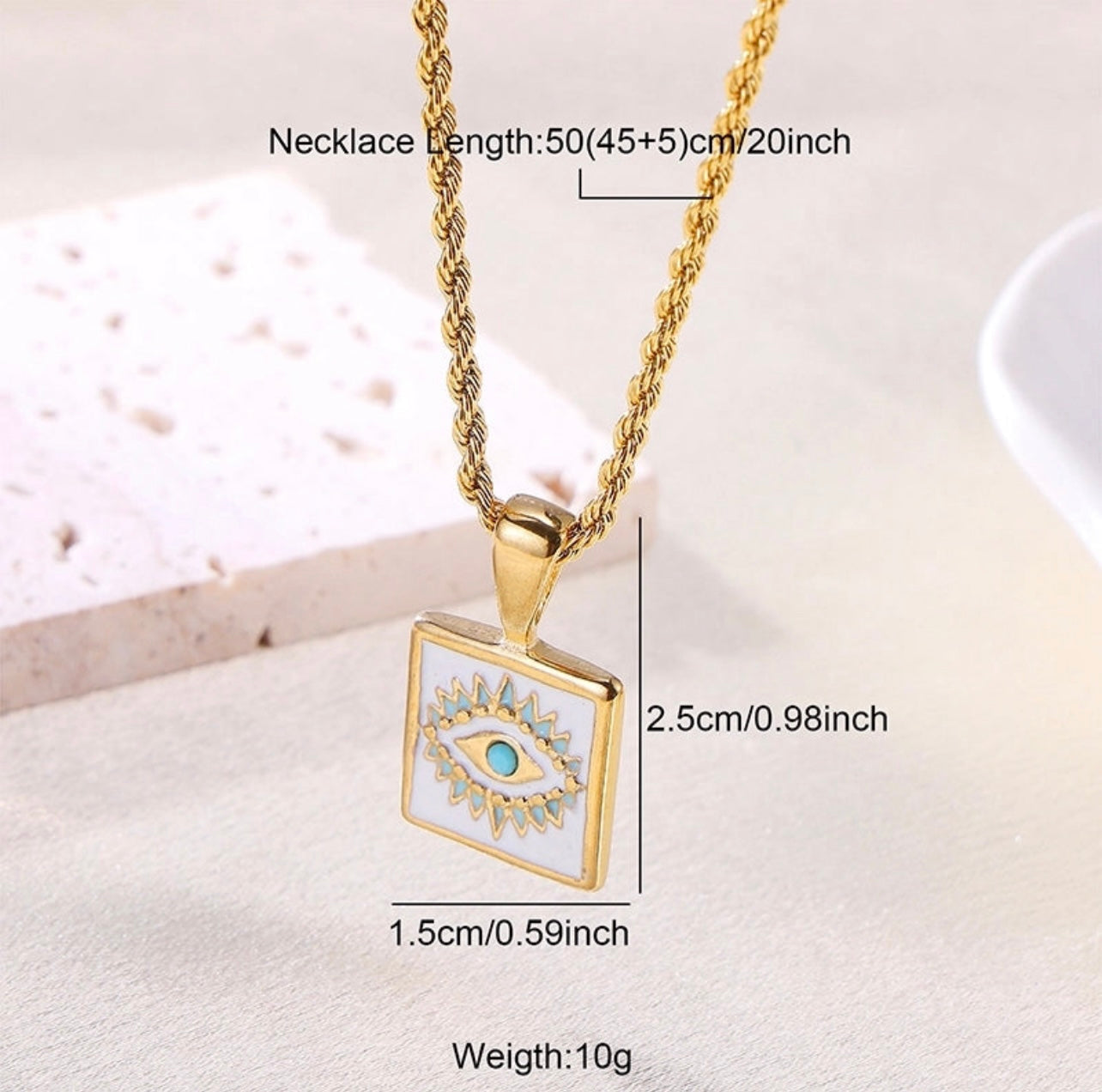 Turquoise Evil eye golden pendent necklace