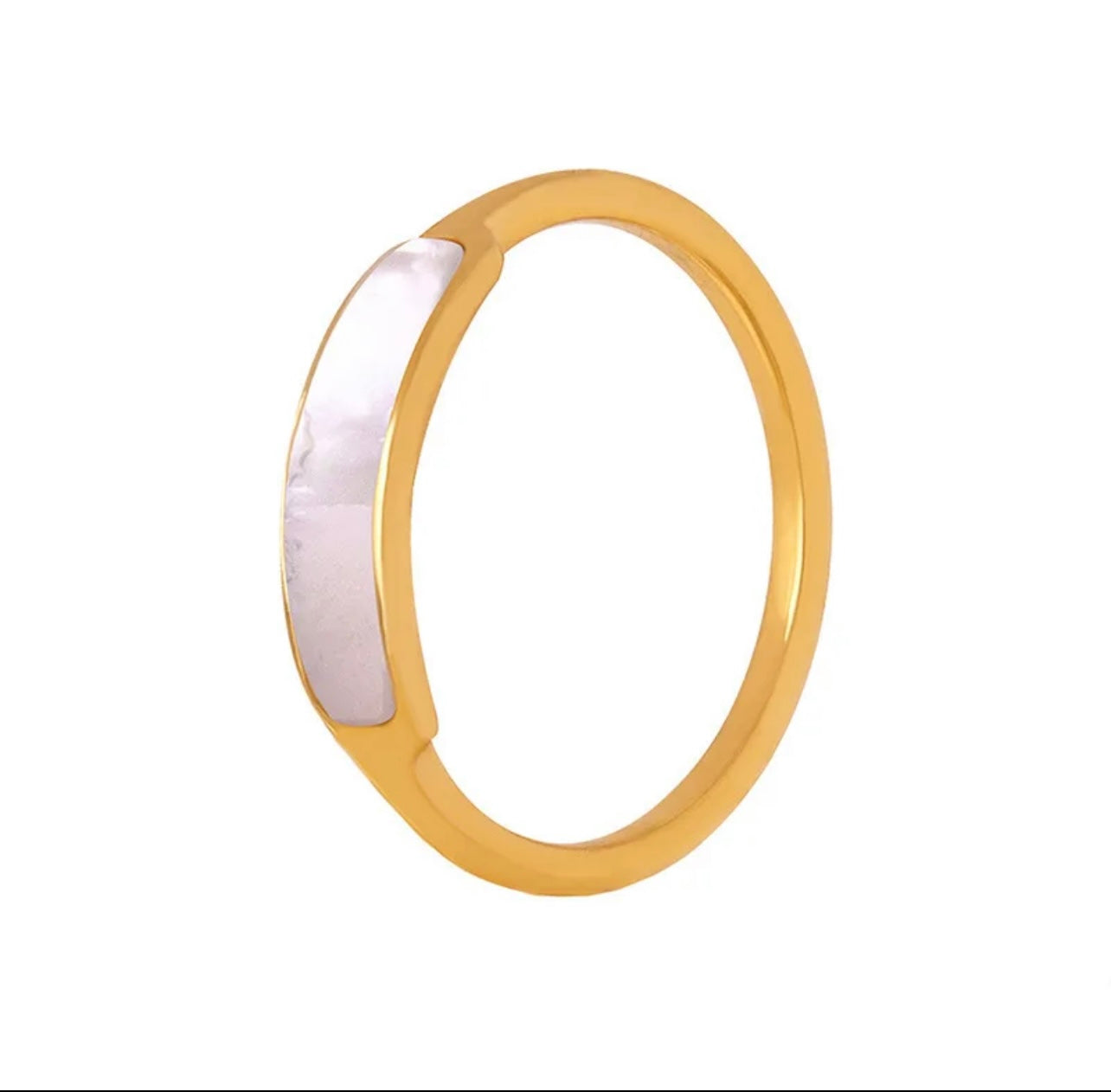 Dainty gold ring mother of pearl