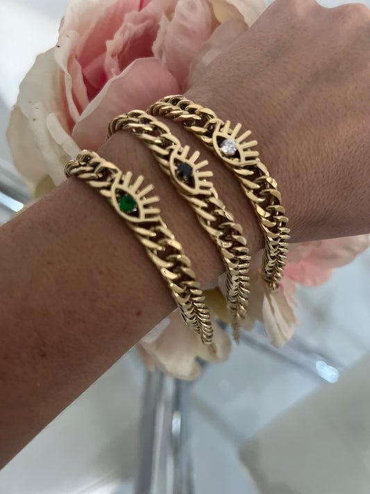 Evil eye Cuban link bracelet